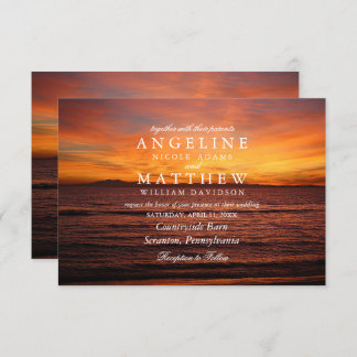 Carte Mariage moderne Tropical Beach Sand Sunset S