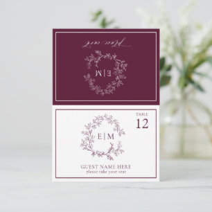 Carte Mariage Monogram Crest Bourgogne