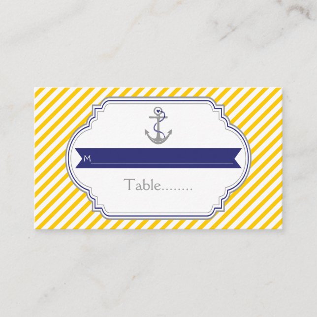 Carte mariage nautique à ancre jaune et blanche (Devant)