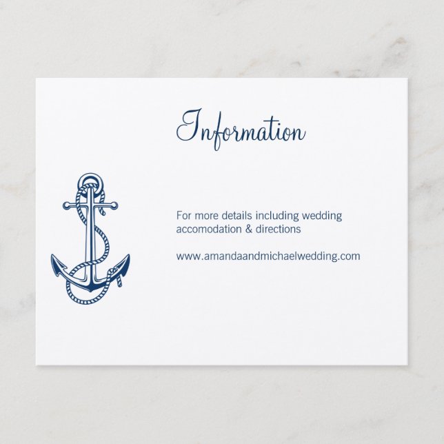 Carte Mariage nautique | bleu Ancre (Devant)
