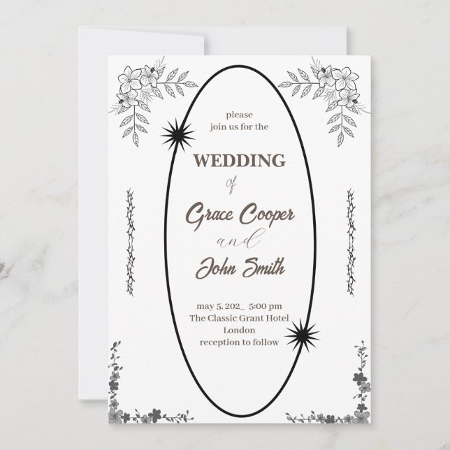 Carte mariage noir et blanc (Devant)