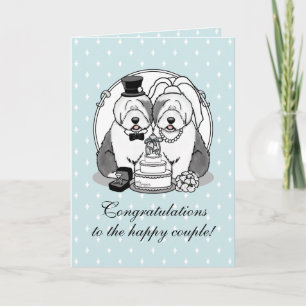 Carte Mariage Old English Sheepdogs Mariée Gray 1