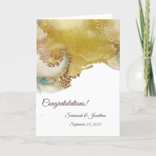 Carte Mariage personnalisé Abstrait Gold Turquoise