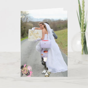 Carte Mariage photo de moto Merci