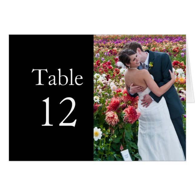 Carte Mariage Photo Kiss Table Fleurs de luxe (Devant horizontal)