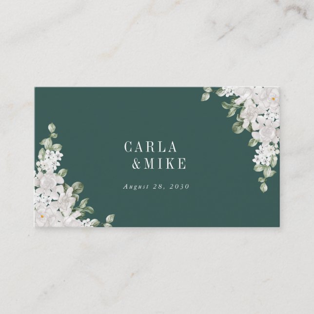 Carte Mariage Plat Flat Feuille Verte (Devant)