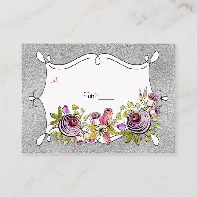 Carte mariage | Plum violet, huile d'argent FAUX (Devant)
