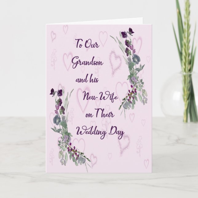 Carte mariage pour Grand-fils et nouvelle femme Lt (Devant)