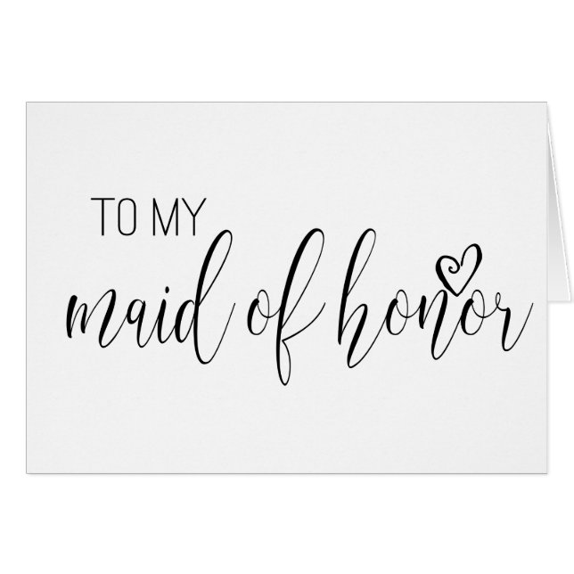 Carte mariage pour TO MY MAID OF HONOR (Devant horizontal)