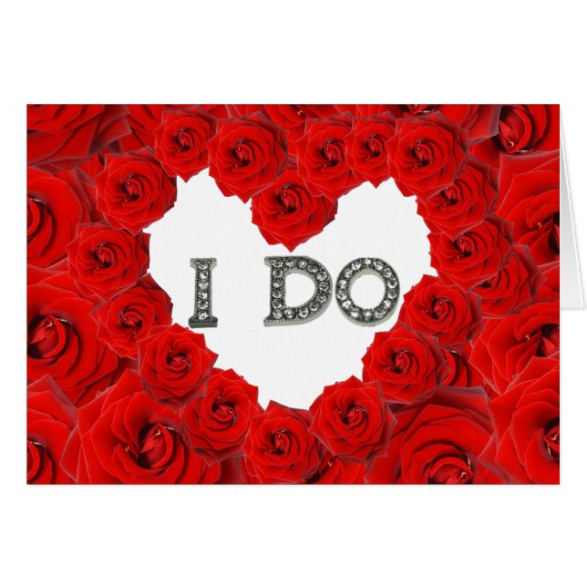 Carte Mariage Red Roses Heart I Do Bling (Devant horizontal)