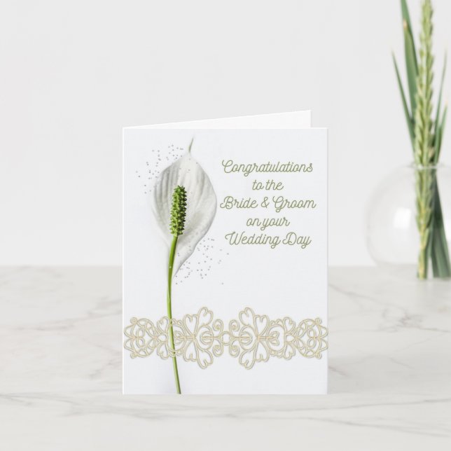 Carte Mariage religieuse avec Fleur & Dentelle (Devant)