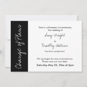 Carte Mariage reportée en bloc blanc noir