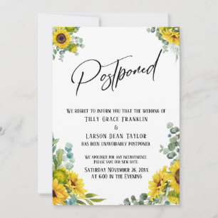 Carte Mariage reportée Eucalyptus Sunflower