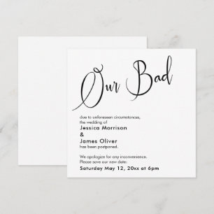 Carte Mariage Reportée Humoristique Et Élégante "O