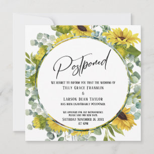 Carte Mariage reportée Sunflower Eucalyptus