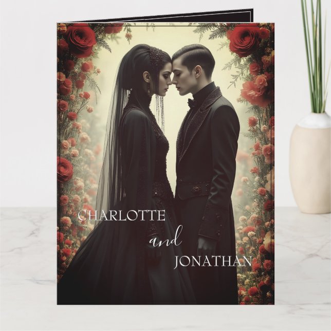 Carte Mariage romantique dans l'élégance noire (Devant)