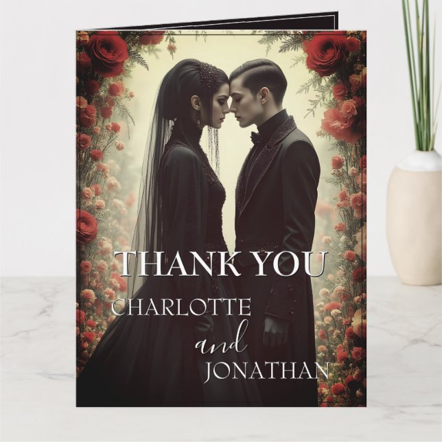 Carte Mariage romantique dans l'élégance noire (Devant)