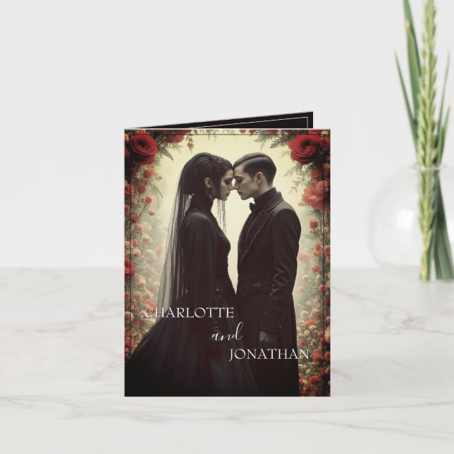 Carte Mariage romantique dans l'élégance noire (Devant)