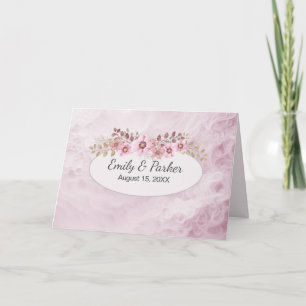 Carte Mariage rose Abstrait avec les nouveaux noms