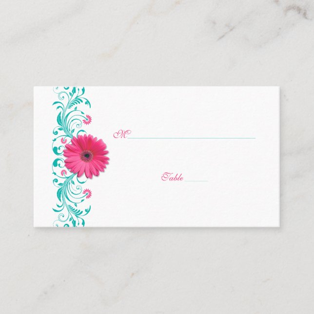 Carte Mariage rose Gerbera Daisy Turquoise (Devant)