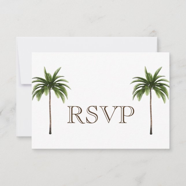 Carte Mariage RSVP 3 Entree Tropical Palm Tree Men (Devant)