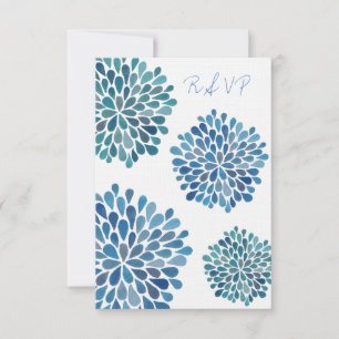 Carte Mariage RSVP Blue Floroms
