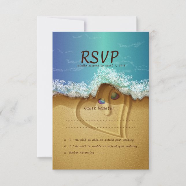Carte Mariage RSVP de Beach Shell Couple (Devant)