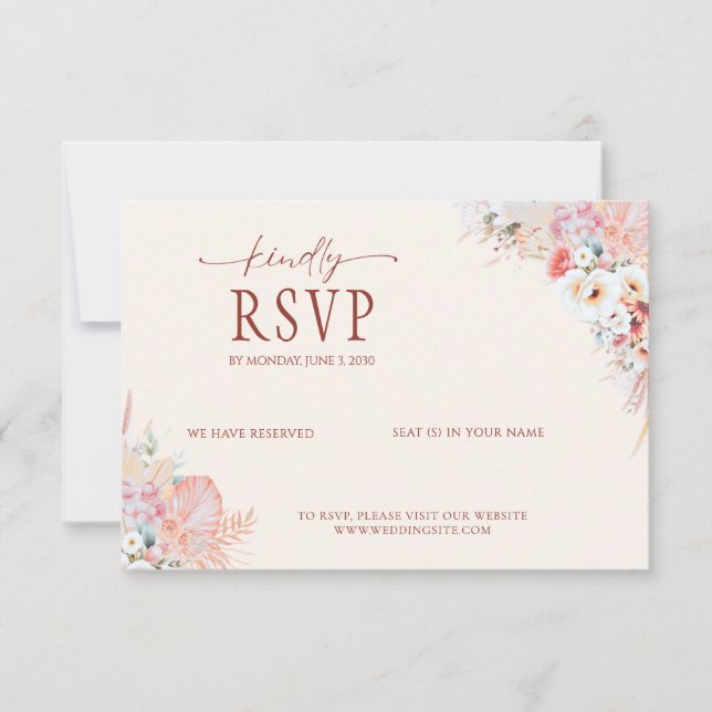 Carte Mariage RSVP de code QR Blush minimale | Boh (Devant)