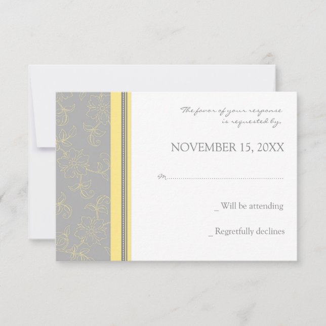 Carte Mariage RSVP Fleur de citron gris (Devant)