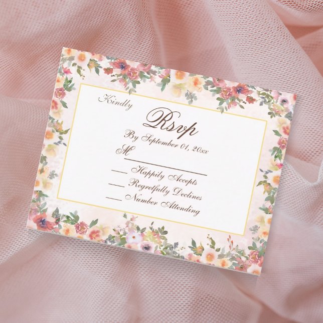 Carte Mariage RSVP Floral Blush Watercolor (Créateur téléchargé)