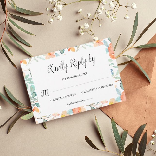 Carte Mariage RSVP florale colorée (Créateur téléchargé)