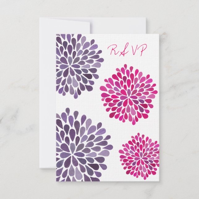 Carte Mariage RSVP Hot Pink & Purple Floroms (Devant)