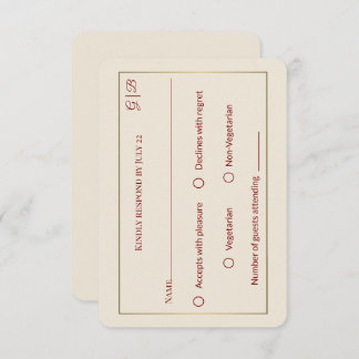 Carte Mariage RSVP minimale élégante