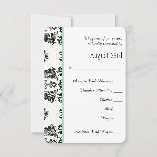 Carte Mariage RSVP Mint Green Paris Tour Eiffel (Devant)