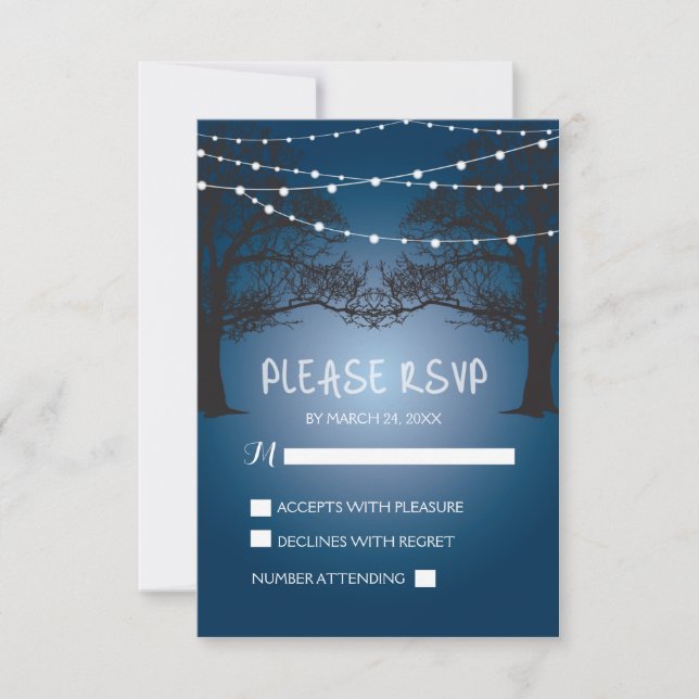 Carte mariage RSVP moderne à chaîne et arbre (Devant)