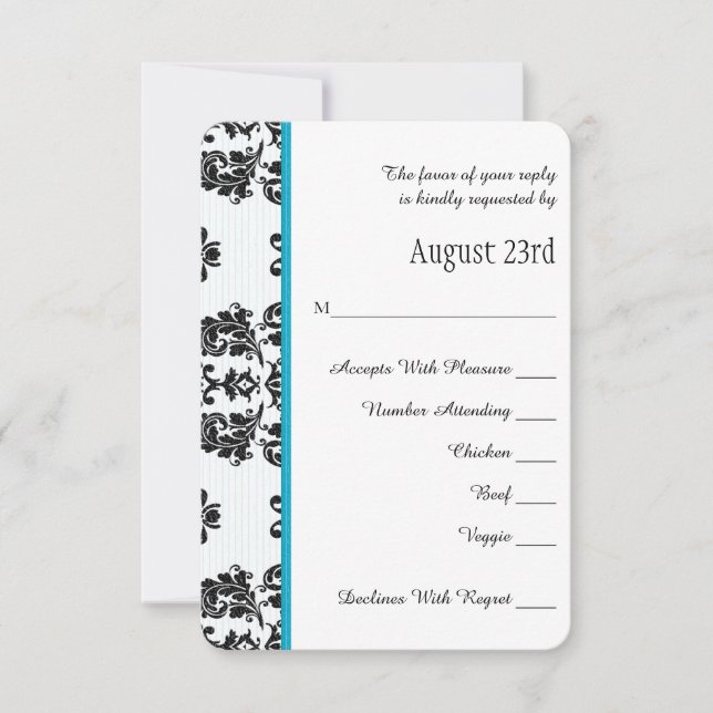 Carte Mariage RSVP Paris Tour Eiffel Turquoise (Devant)