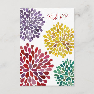 Carte Mariage RSVP Rainbow Flower Blossoms