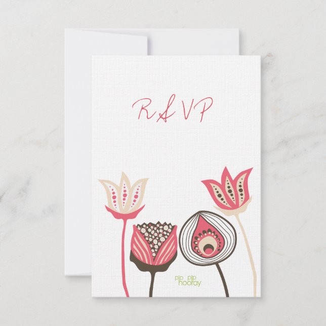 Carte Mariage RSVP Rose & Green Floroms (Devant)