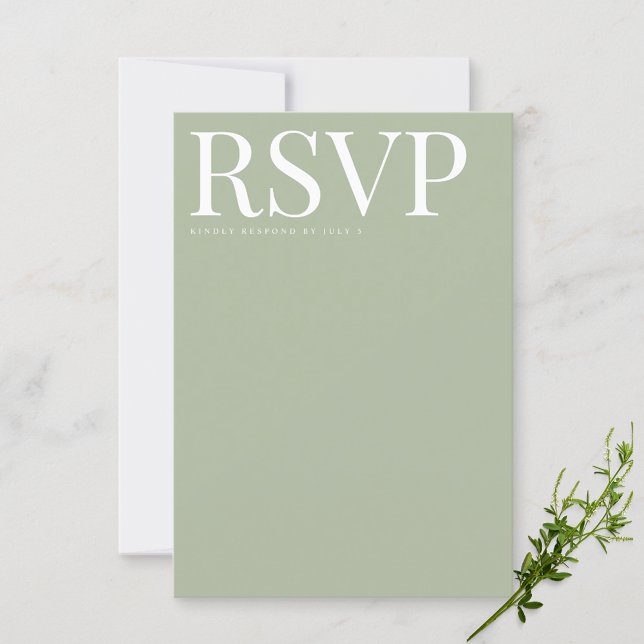 Carte Mariage RSVP verte Sage moderne (Créateur téléchargé)