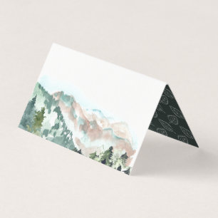 Carte Mariage Rustic Watercolor Mountains