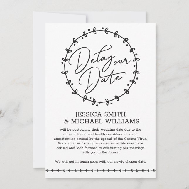 Carte Mariage simple Corona Virus Change Date (Devant)