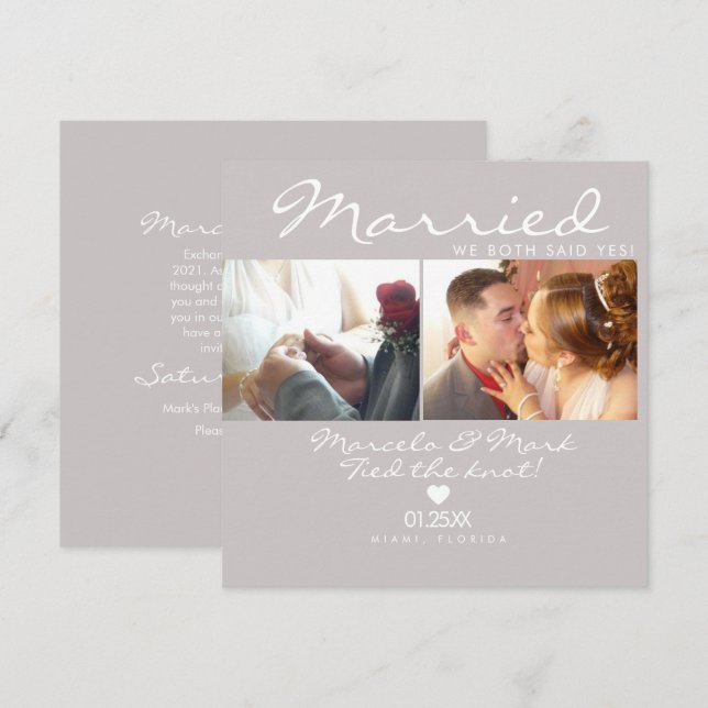 Carte Mariage Simple Moderne de Cœur pour Célébration de (Devant / Derrière)