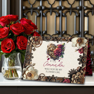 Carte Mariage Steampunk Seras-tu ma fille aux fleurs ?