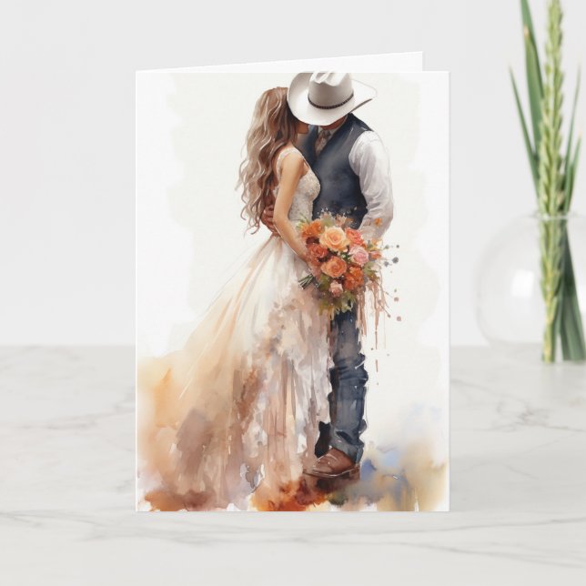 Carte Mariage Stetson & dentelle : Cowboy Elegance (Devant)