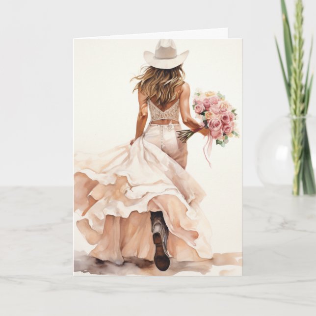 Carte Mariage Stetson & dentelle : Mariée en fleurs (Devant)