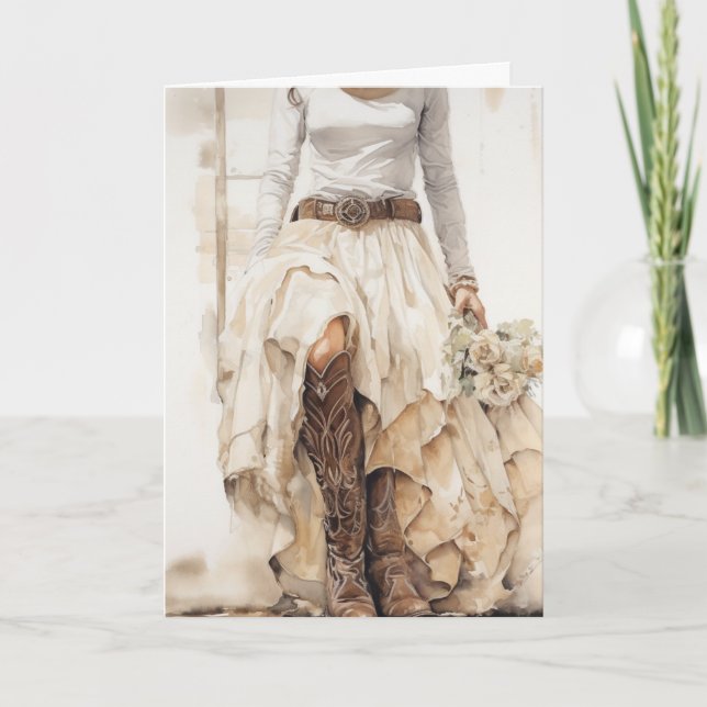 Carte Mariage Stetson & dentelle : Western Belle (Devant)