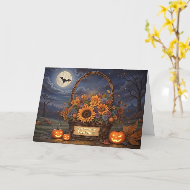 Carte Mariage sur Halloween mariage mignonne panier fleu (Fleur jaune)