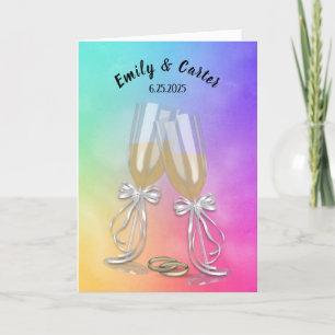 Carte Mariage Toast amd Cercles sur arc-en-ciel