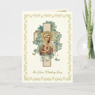 Carte Mariage traditionnel catholique vintage élégant