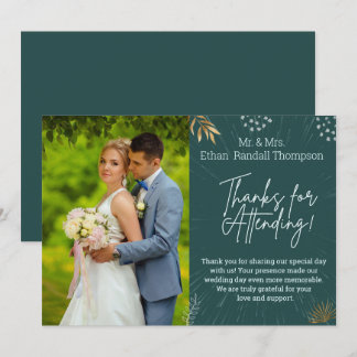 Carte Mariage verte Couple Photo Merci